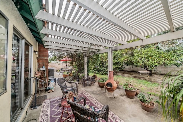 view of patio / terrace featuring a pergola