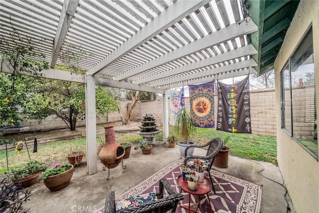 view of patio with a pergola