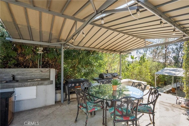 view of patio featuring outdoor dining area and grilling area