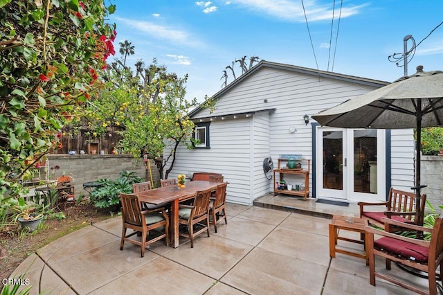 view of patio featuring french doors