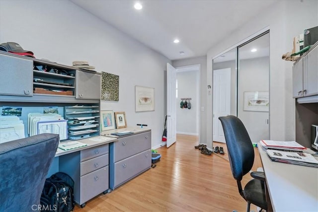 home office featuring light wood-type flooring