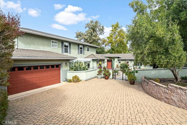 view of front of house with a garage