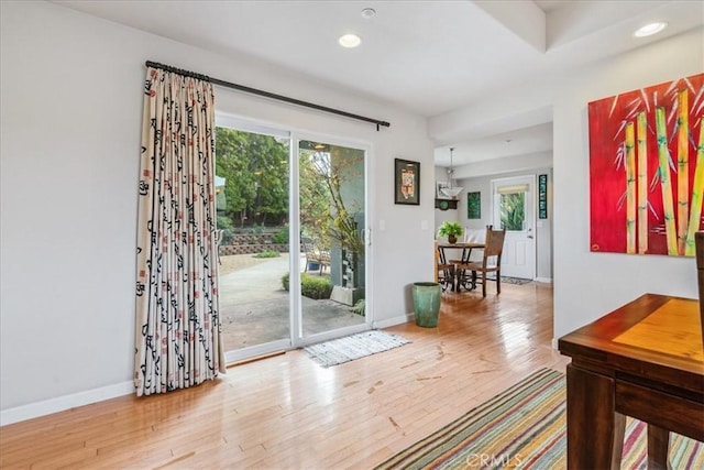 entryway featuring a healthy amount of sunlight and wood-type flooring