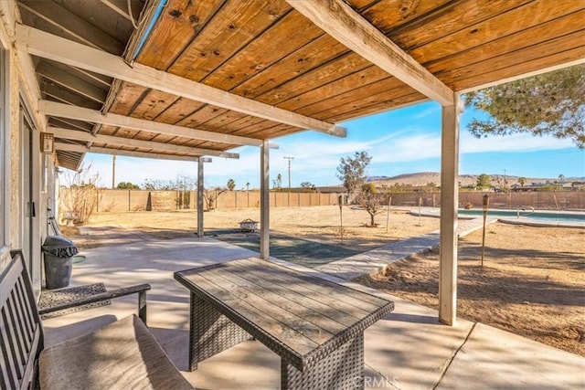 view of patio / terrace featuring a fenced in pool