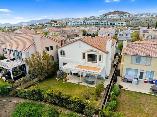 bird's eye view with a residential view and a mountain view