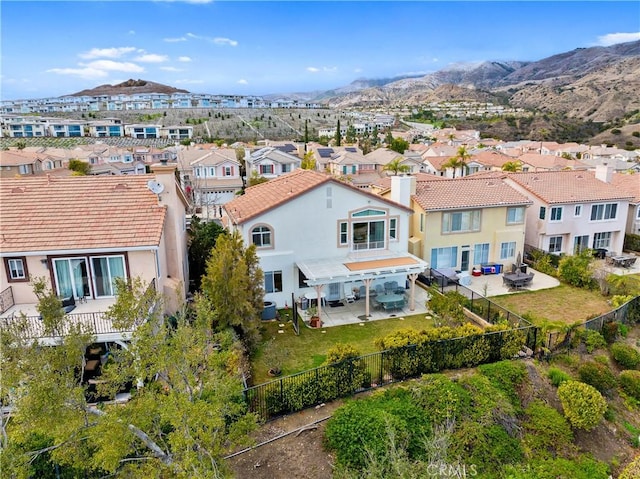 aerial view with a residential view and a mountain view