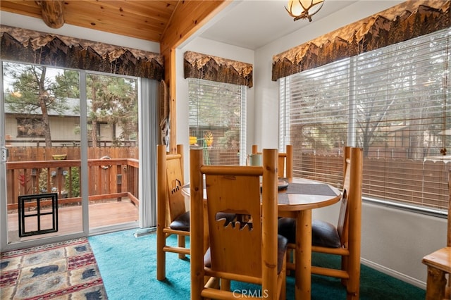 view of carpeted dining room