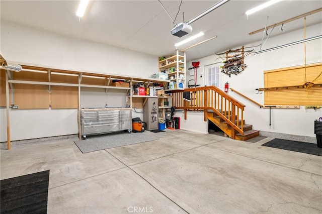 garage with a garage door opener