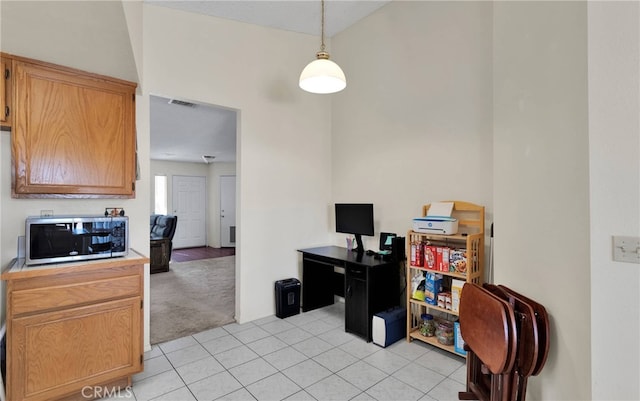 view of carpeted home office