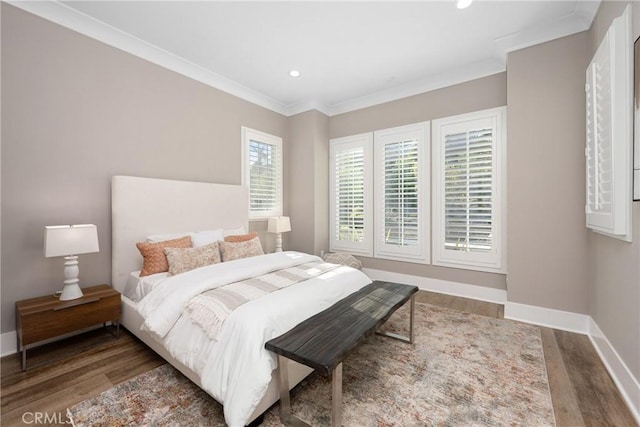 20436 W Liverpool Way, Porter Ranch, CA 91326 - bedroom with wood finished floors, baseboards, ornamental molding, and recessed lighting