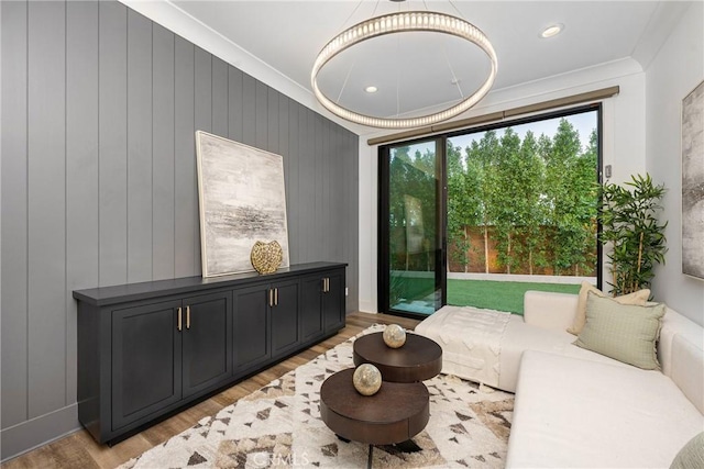 20436 W Liverpool Way, Porter Ranch, CA 91326 - living area with light wood-style floors and crown molding