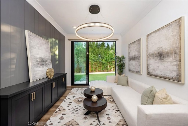 20436 W Liverpool Way, Porter Ranch, CA 91326 - living room with wood finished floors and ornamental molding