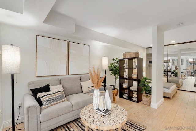 living room featuring light hardwood / wood-style flooring