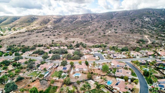 aerial view with a mountain view