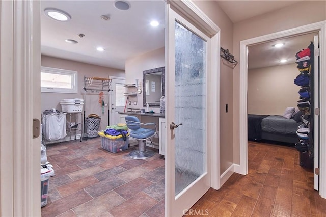 bathroom featuring hardwood / wood-style flooring