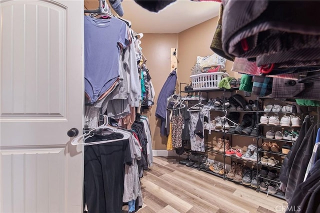 spacious closet with wood-type flooring