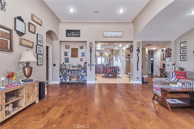 foyer featuring wood-type flooring