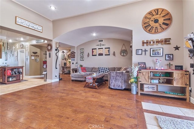 living room featuring hardwood / wood-style flooring