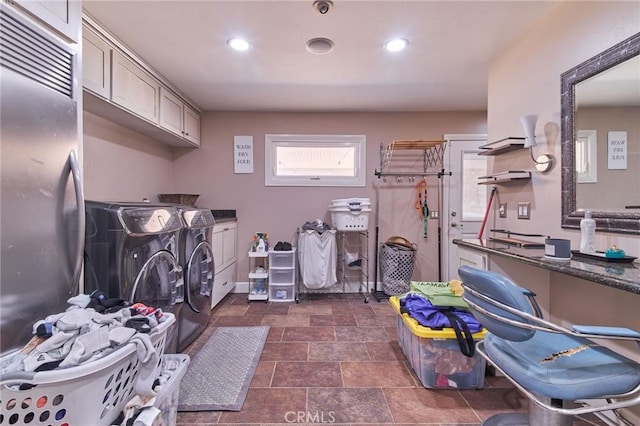 washroom with separate washer and dryer