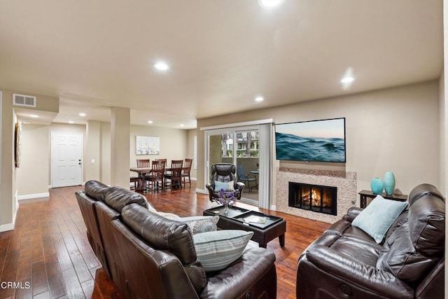 living room with hardwood / wood-style floors