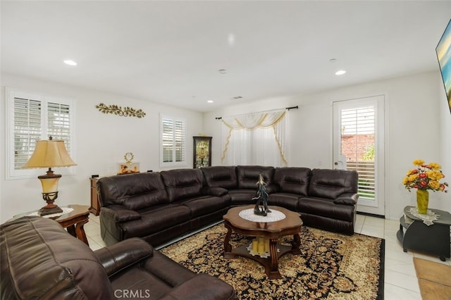 view of tiled living room