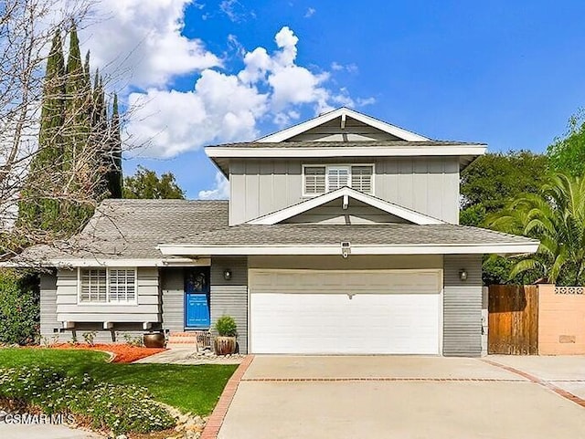 view of front of property with a garage