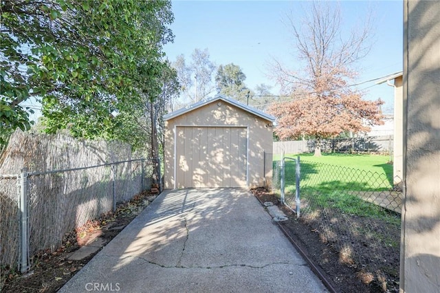 garage with a yard