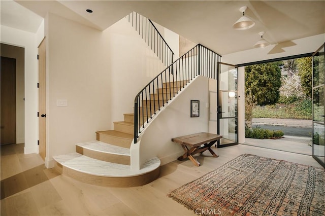 interior space with hardwood / wood-style floors