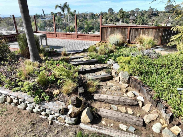 view of yard featuring a deck