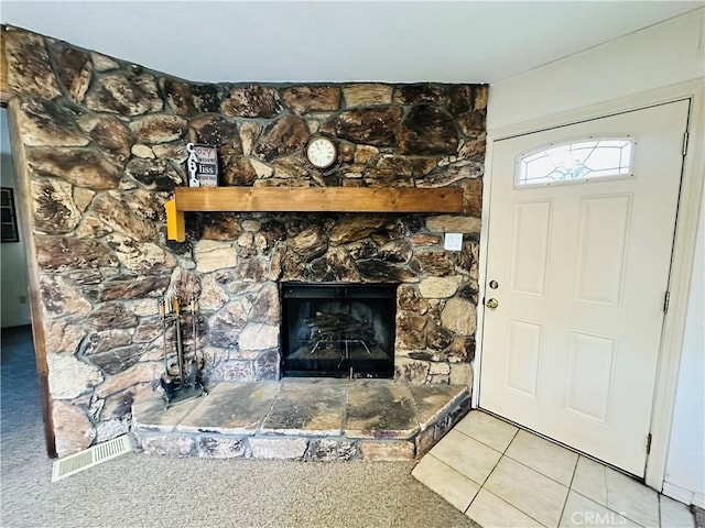 interior space featuring a fireplace