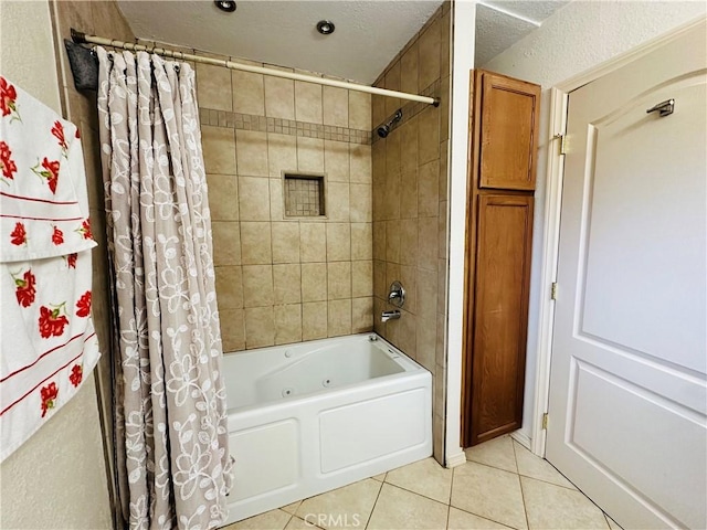 bathroom featuring shower / bath combination with curtain and tile patterned floors