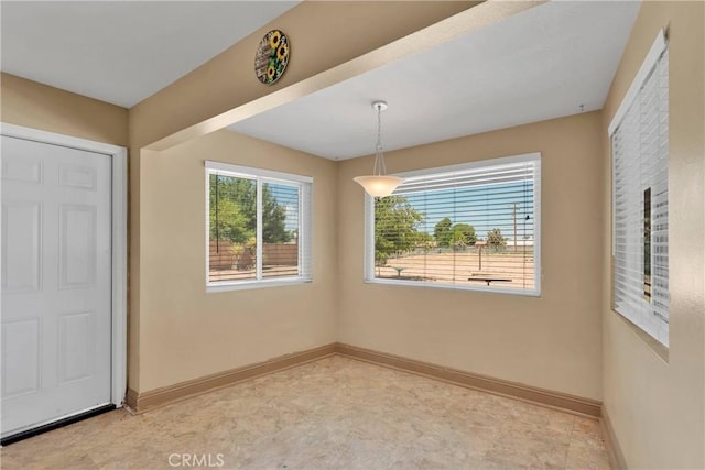 view of unfurnished dining area