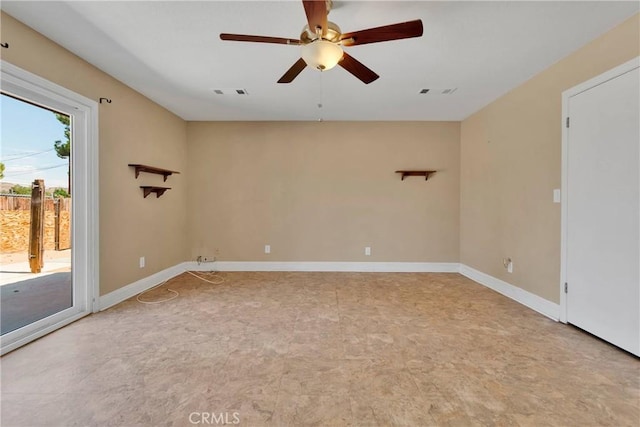 unfurnished room featuring ceiling fan