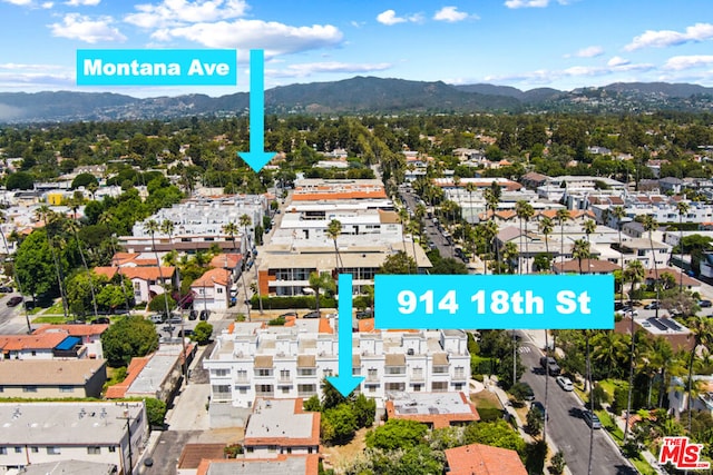 birds eye view of property featuring a mountain view