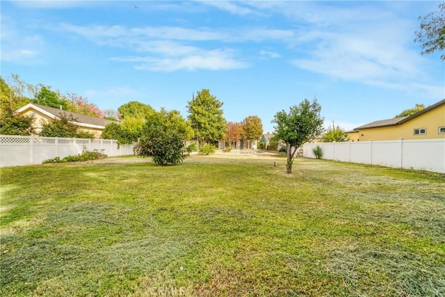 view of yard featuring a fenced backyard