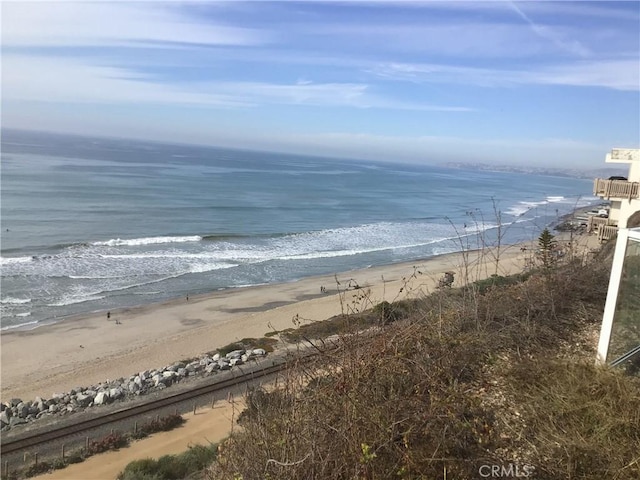 view of water feature featuring a beach view