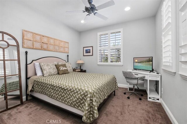 20 Bentley Rd, Coto De Caza, CA 92679 - carpeted bedroom featuring baseboards, recessed lighting, and ceiling fan