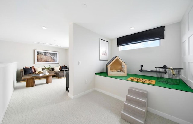 recreation room featuring carpet floors