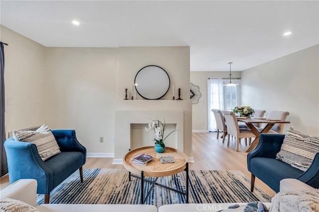 living room featuring light hardwood / wood-style flooring