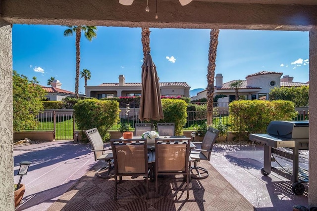 view of patio / terrace featuring ceiling fan