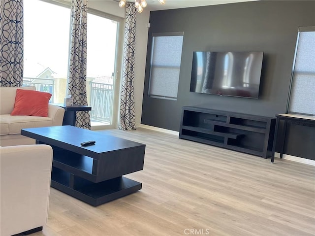 living room featuring light hardwood / wood-style floors