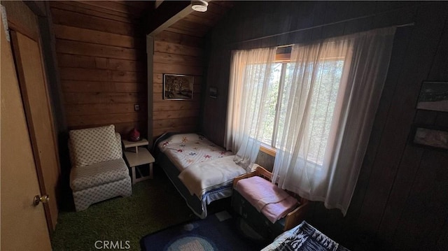 sitting room with wood walls