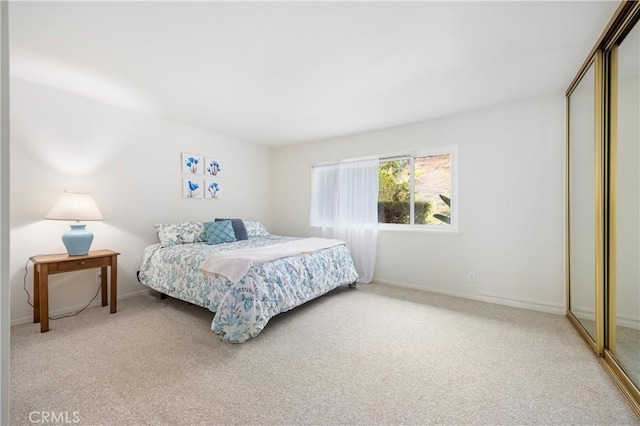 bedroom featuring carpet floors and a closet