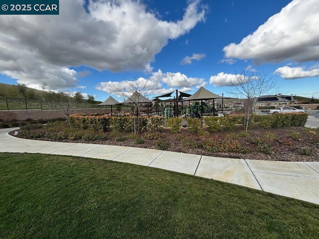 view of yard with a playground