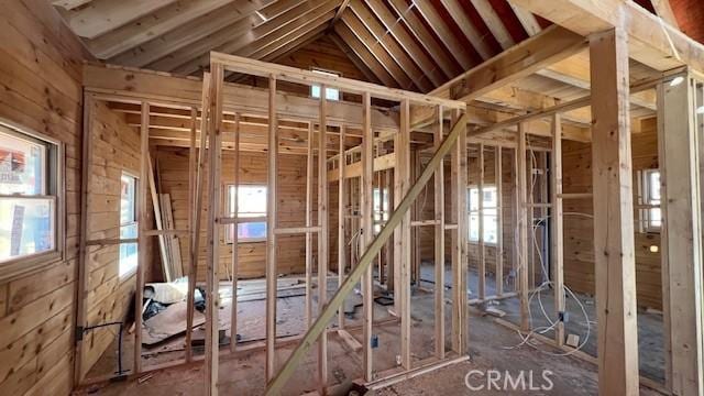 misc room featuring lofted ceiling