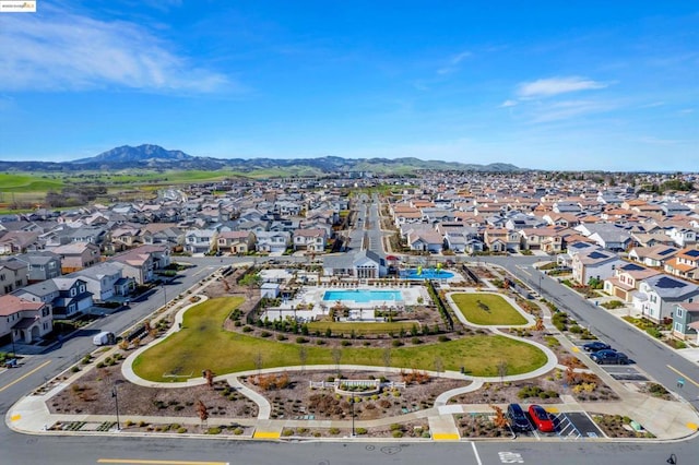 aerial view with a mountain view