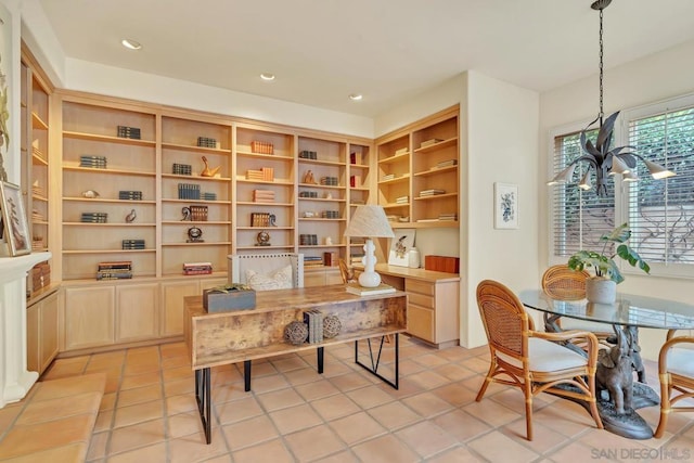 sitting room with light tile patterned floors