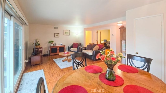 dining room with light hardwood / wood-style flooring