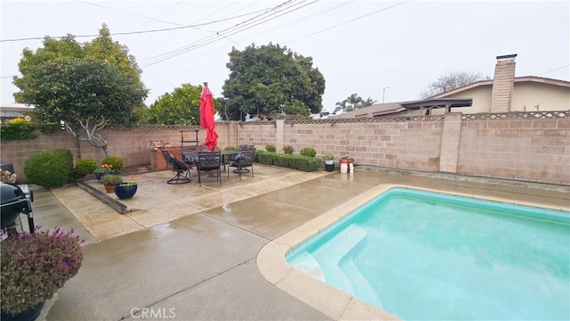 view of swimming pool with a patio area