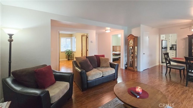 living room featuring dark hardwood / wood-style floors